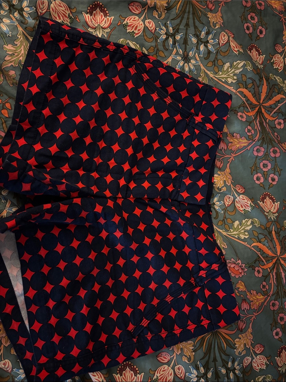 J. Crew Navy and Red Geometric Circle Print Women's Shorts